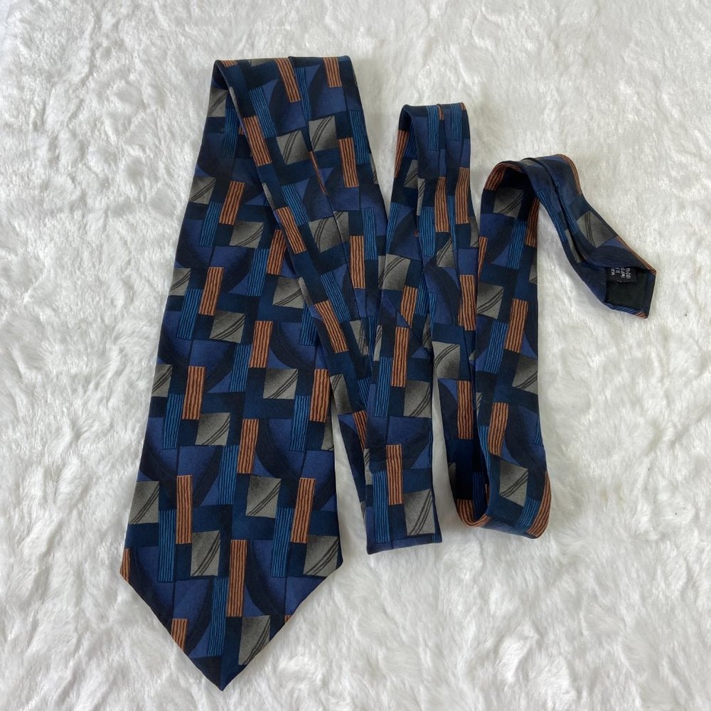 Vintage Oscar de la Renta Geometric Artsy Silk Tie Made in USA Dress Casual